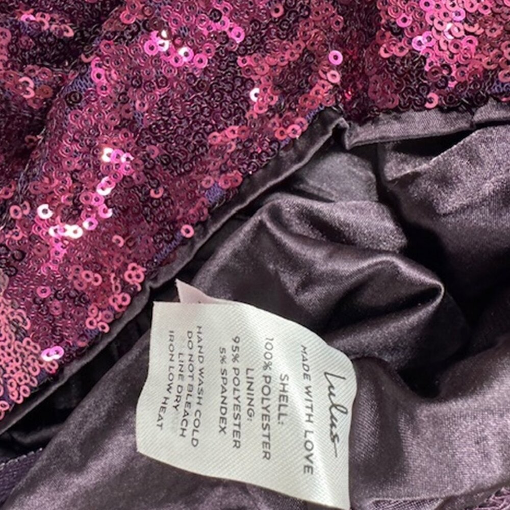 NWT Lulus Sequin of Events Purple Sequin Surplice Long Sleeve Crop Top - Picture 8 of 8